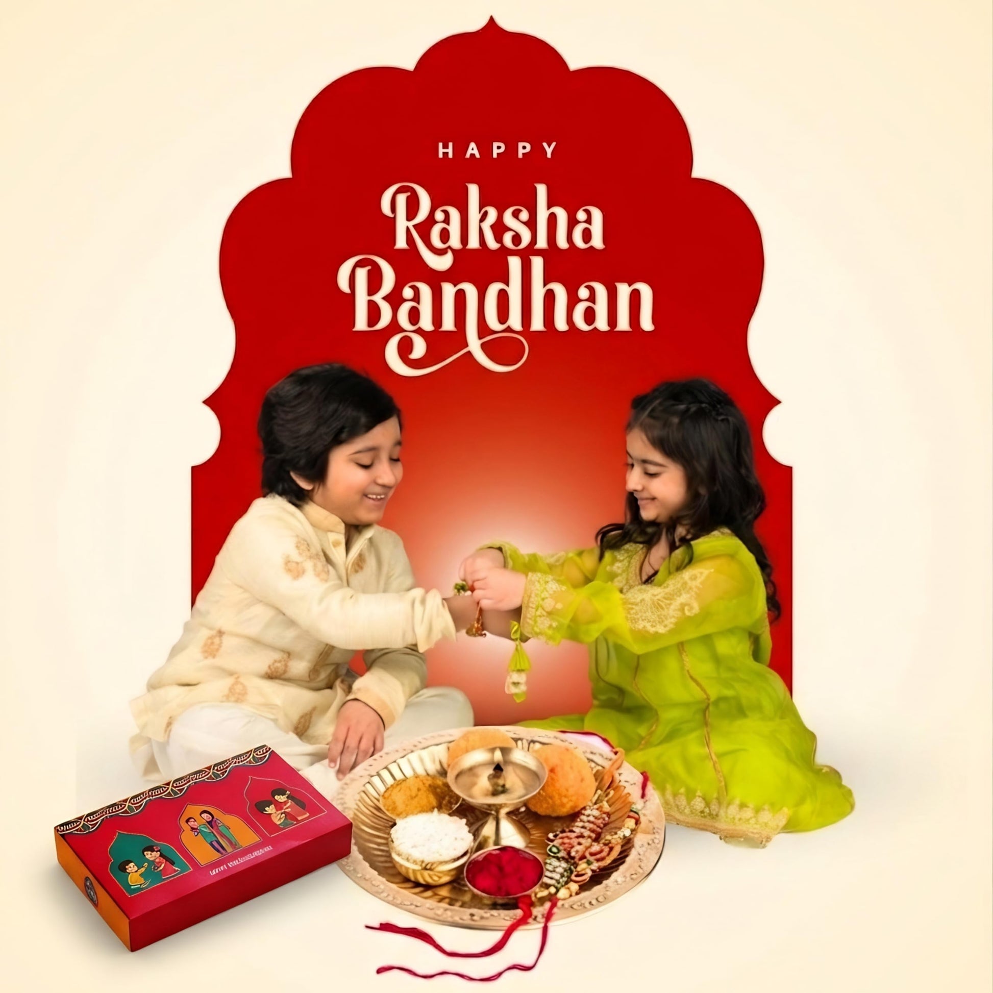 Healthy Master 10-Item Rakhi Gift Hamper | Card, Kumkum Chawal | Soya, Palak & Beetroot Chips, Pudina Millet Snacks & Choco C