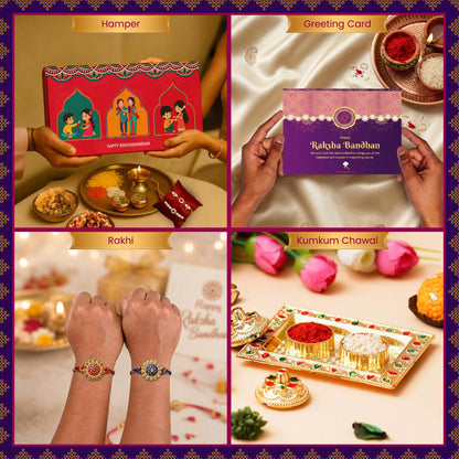 Healthy Master 10-Item Rakhi Gift Hamper | Card, Kumkum Chawal | Soya, Palak & Beetroot Chips, Pudina Millet Snacks & Choco C