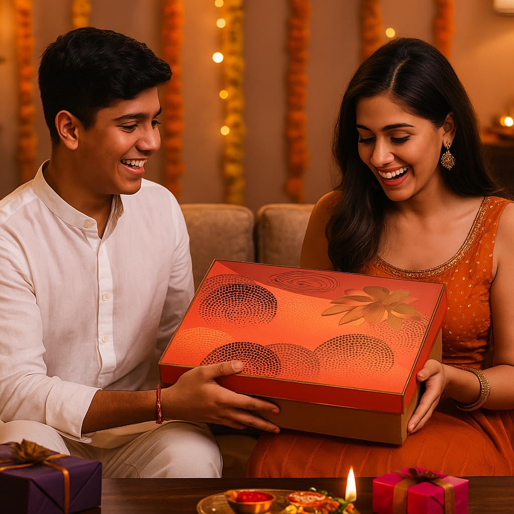 Healthy Master 12-Item Rakhi Gift Hamper | 4 Rakhi, Kumkum Chawal, | Quinoa Chips, Jowar Chips, Millet Snacks Pudina, Peri Pe