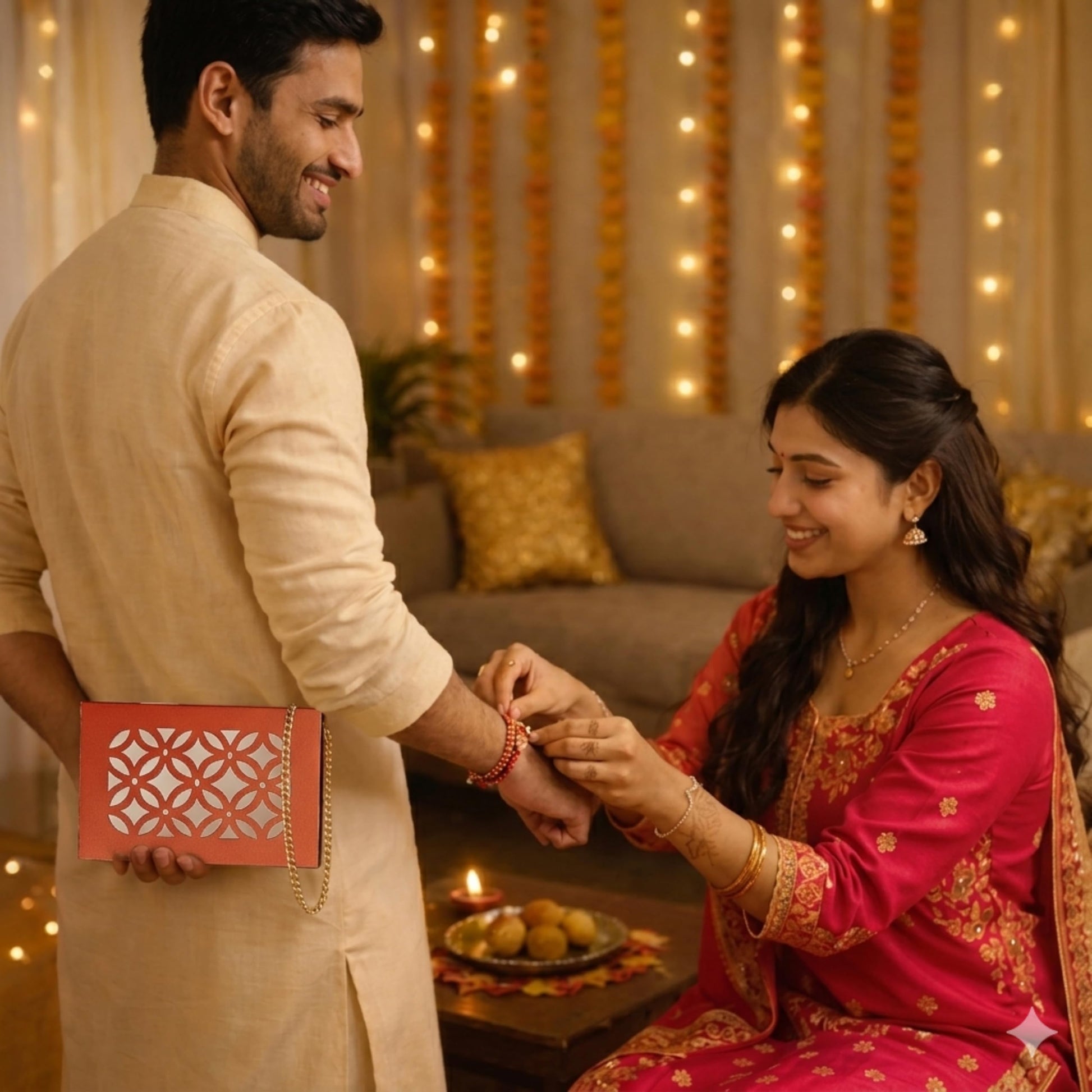 Healthy Master 5-Item Rakhi Gift Hamper | 1 Rakhi, & Kumkum Chawal | Chikki, Eraser & Greeting card | Healthy Raksha Bandhan 