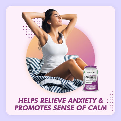 HealthyHey Nutrition Magnesium Glycinate Supplement, 121 mg Elemental Magnesium, Vegan Capsules, Multiple Sizes - label detai