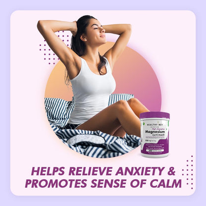 HealthyHey Nutrition Magnesium Glycinate Supplement, 121 mg Elemental Magnesium, Vegan Capsules, Multiple Sizes - label detai