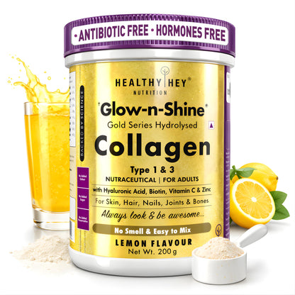 HealthyHey Nutrition Skin Glow-n-Shine Collagen Powder 200g Hydrolysed with Hyaluronic Acid Biotin Vitamin C Unisex (10)