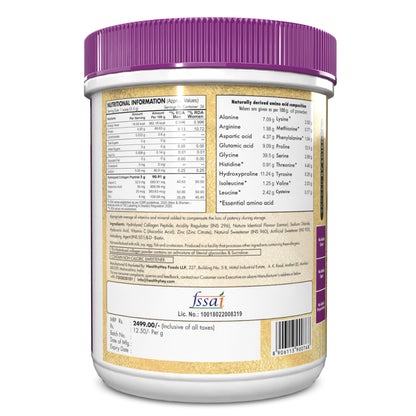 HealthyHey Nutrition Skin Glow-n-Shine Collagen Powder 200g Hydrolysed with Hyaluronic Acid Biotin Vitamin C Unisex - front v
