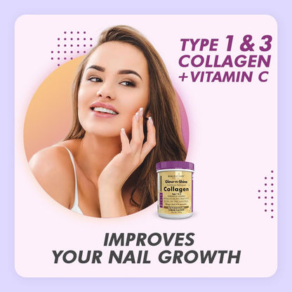 HealthyHey Nutrition Skin Glow-n-Shine Collagen Powder 200g Hydrolysed with Hyaluronic Acid Biotin Vitamin C Unisex - label d