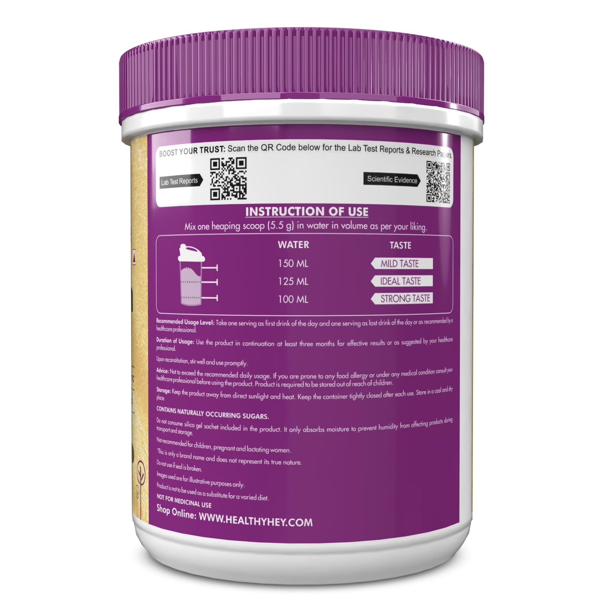 HealthyHey Nutrition Skin Glow-n-Shine Collagen Powder 200g Hydrolysed with Hyaluronic Acid Biotin Vitamin C Unisex - in use 