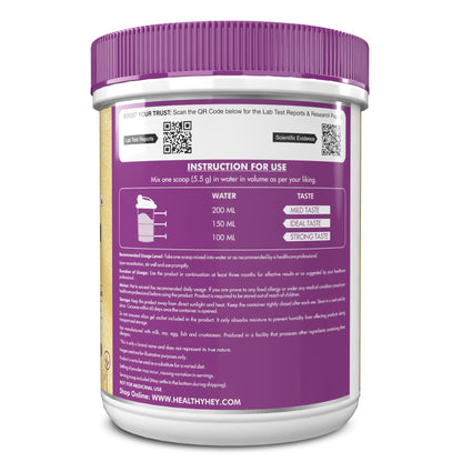 HealthyHey Nutrition Skin Glow-n-Shine Collagen Powder 200g Hydrolysed with Hyaluronic Acid Biotin Vitamin C Unisex - packagi