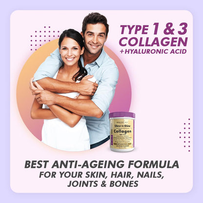 HealthyHey Nutrition Skin Glow-n-Shine Collagen Powder 200g Hydrolysed with Hyaluronic Acid Biotin Vitamin C Unisex - back vi