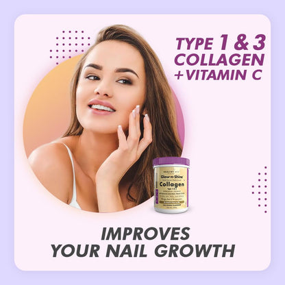 HealthyHey Nutrition Skin Glow-n-Shine Collagen Powder 200g Hydrolysed with Hyaluronic Acid Biotin Vitamin C Unisex - label d