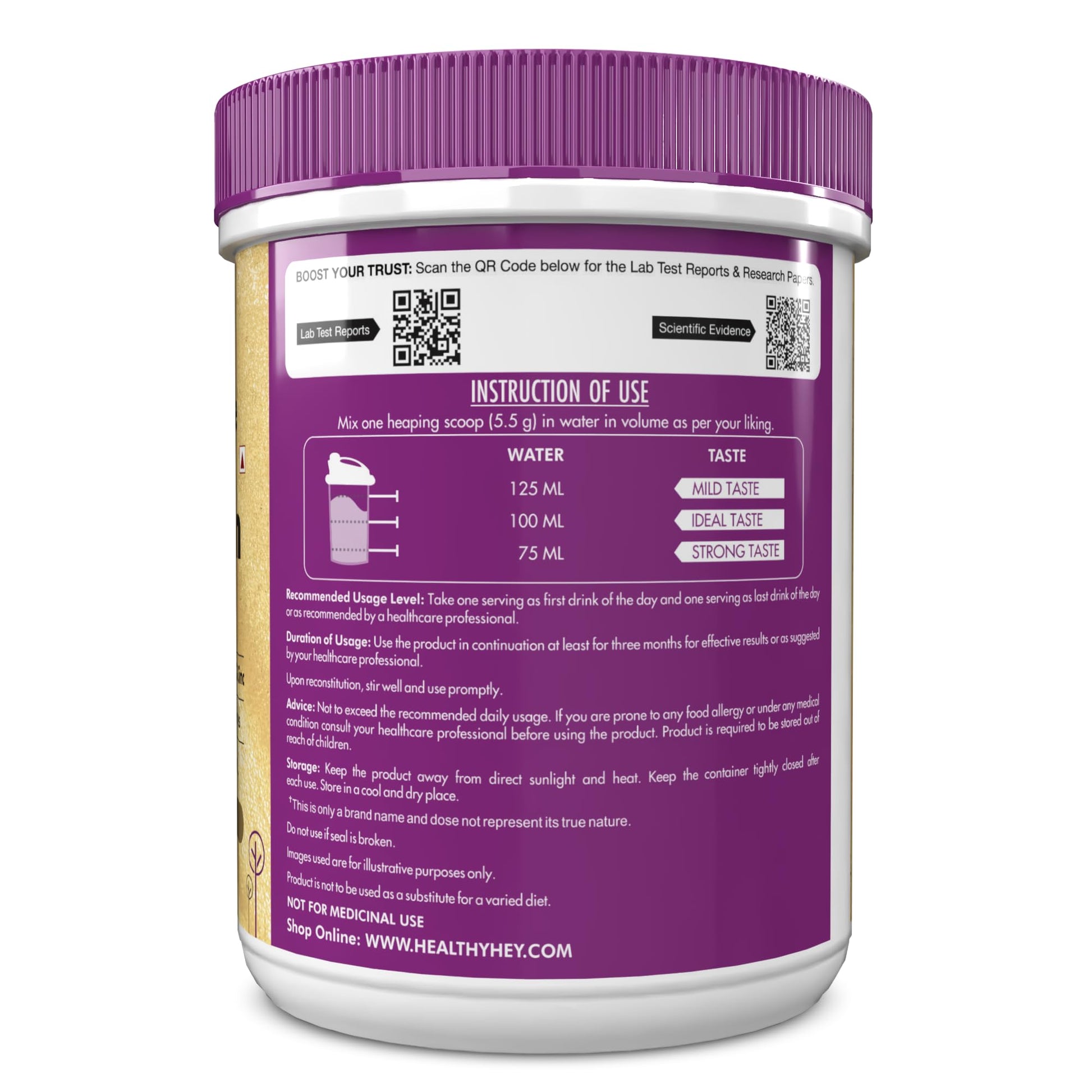 HealthyHey Nutrition Skin Glow-n-Shine Collagen Powder 200g Hydrolysed with Hyaluronic Acid Biotin Vitamin C Unisex - in use