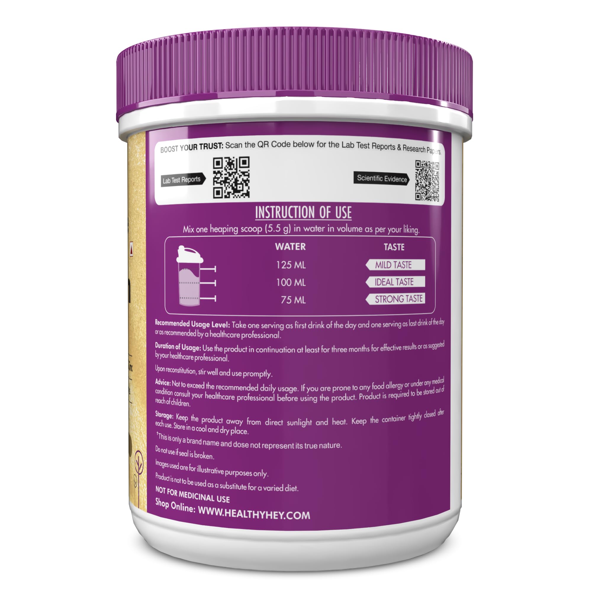 HealthyHey Nutrition Skin Glow-n-Shine Collagen Powder 200g Hydrolysed with Hyaluronic Acid Biotin Vitamin C Unisex - in use