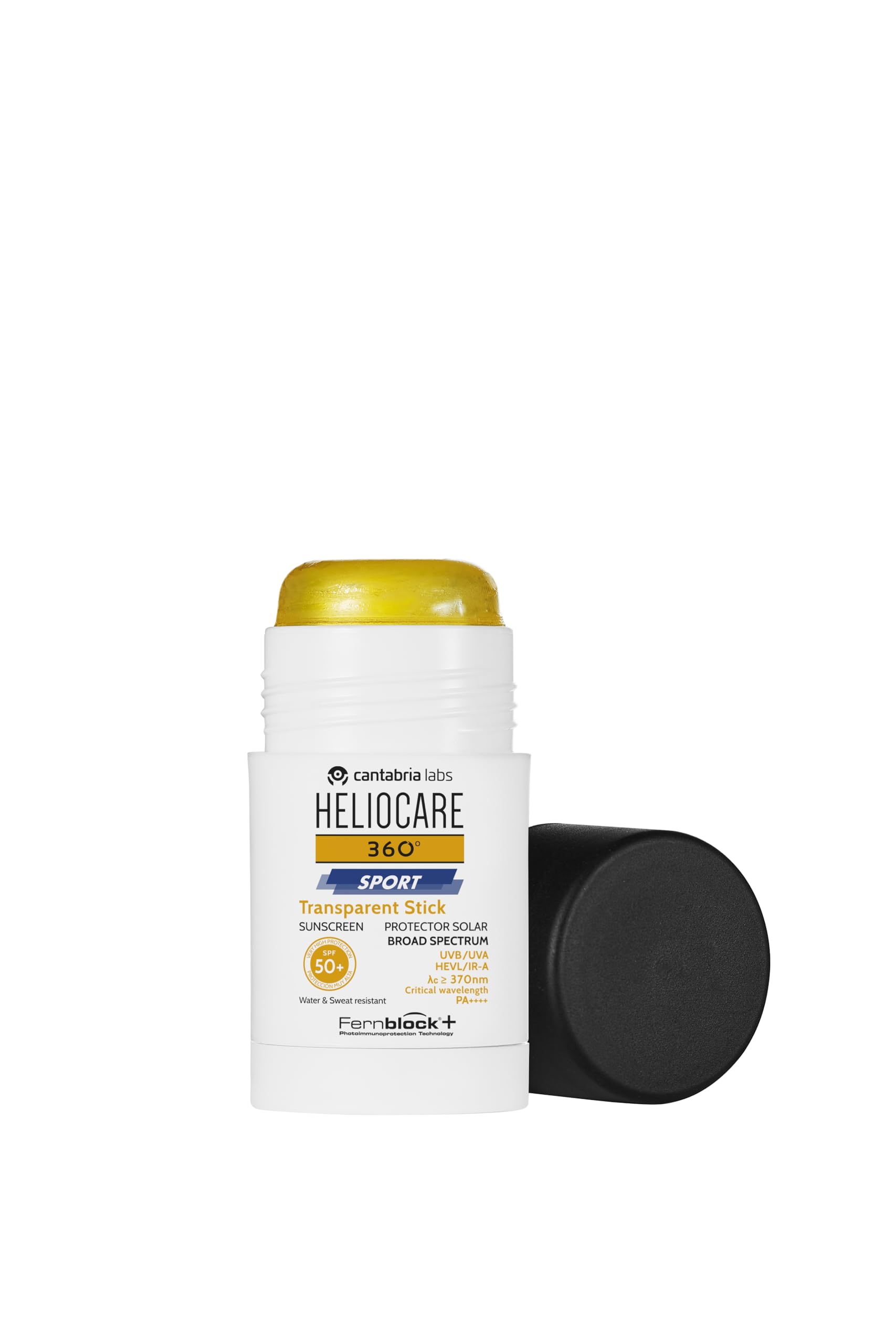 Heliocare 360 Sport Transparent Stick Sunscreen SPF 50+, Water and Sweat Resistant, 25g, Colorless - front view