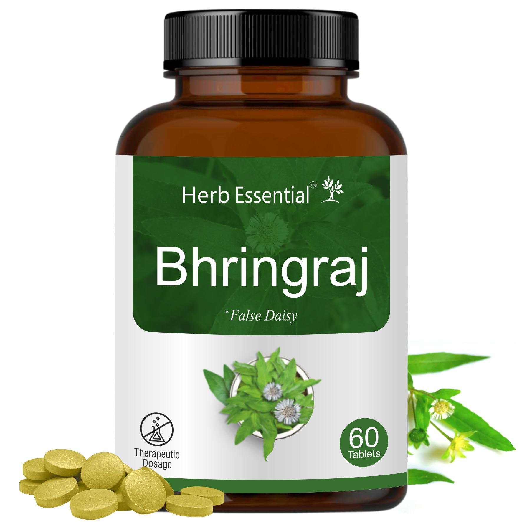 Herb Essential Bhringraj Herbal Supplement Tablets, 500mg, Adult, AYUSH Approved
