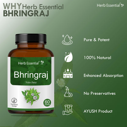 Herb Essential Bhringraj Herbal Supplement Tablets, 500mg, Adult, AYUSH Approved - front view