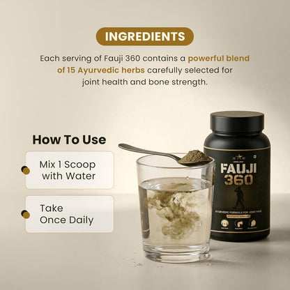 Herbal Deck Fauji 360 Powder, 150g, Ayurvedic Herbal Blend with 15 Herbs - back view