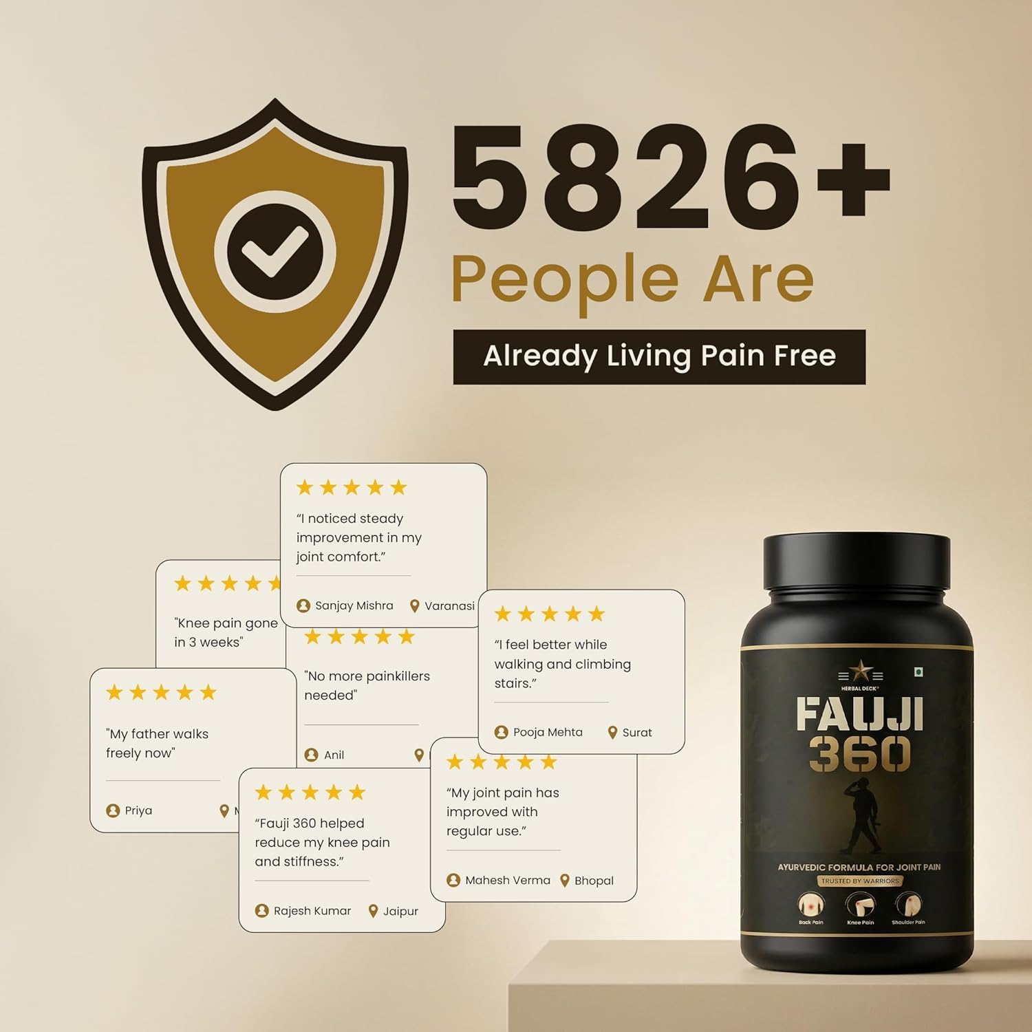 Herbal Deck Fauji 360 Powder, 150g, Ayurvedic Herbal Blend with 15 Herbs - in use