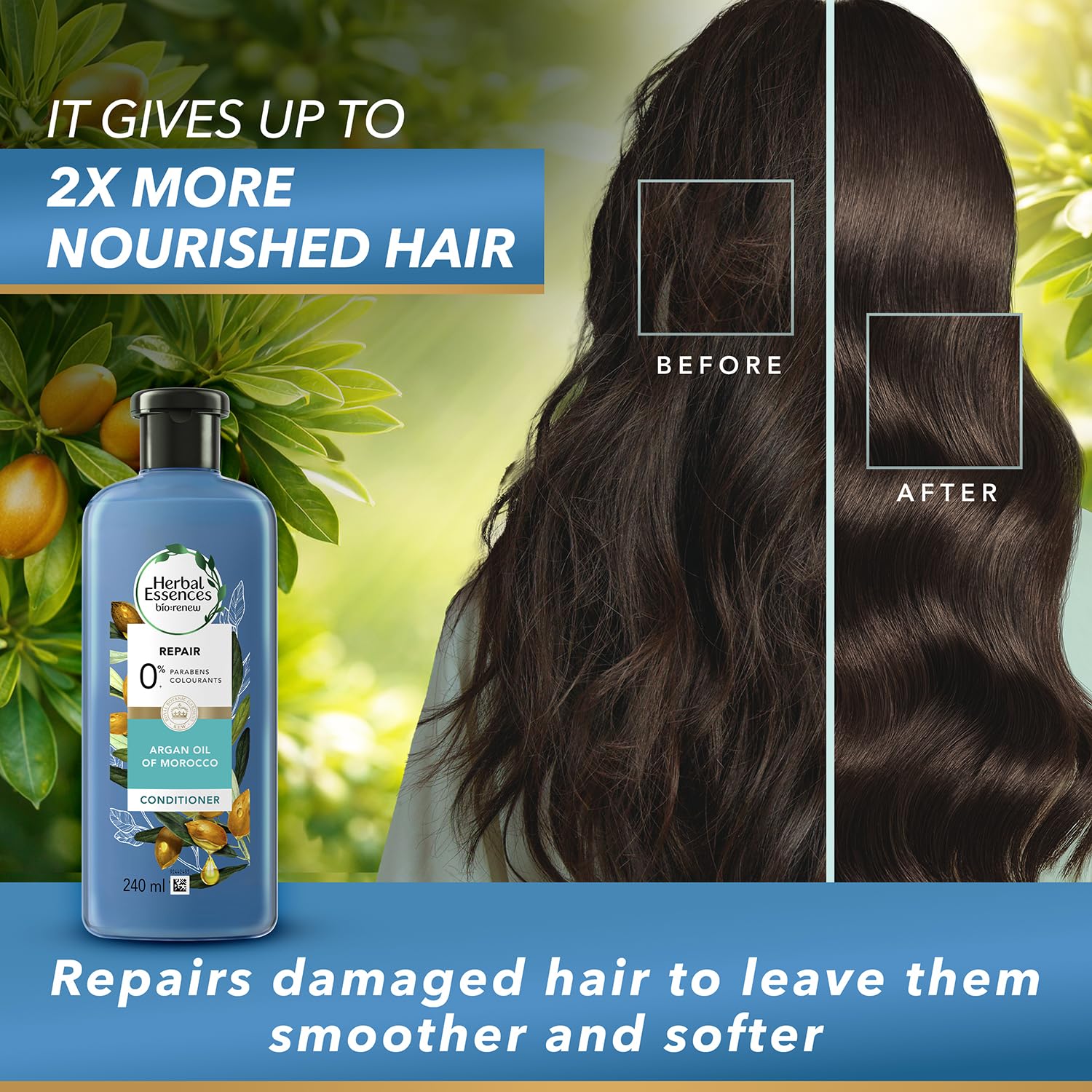 Herbal Essences Argan Oil of Morocco Conditioner, Unisex Adult, Color-Safe, pH-Balanced, Kew-Endorsed Botanicals - back view
