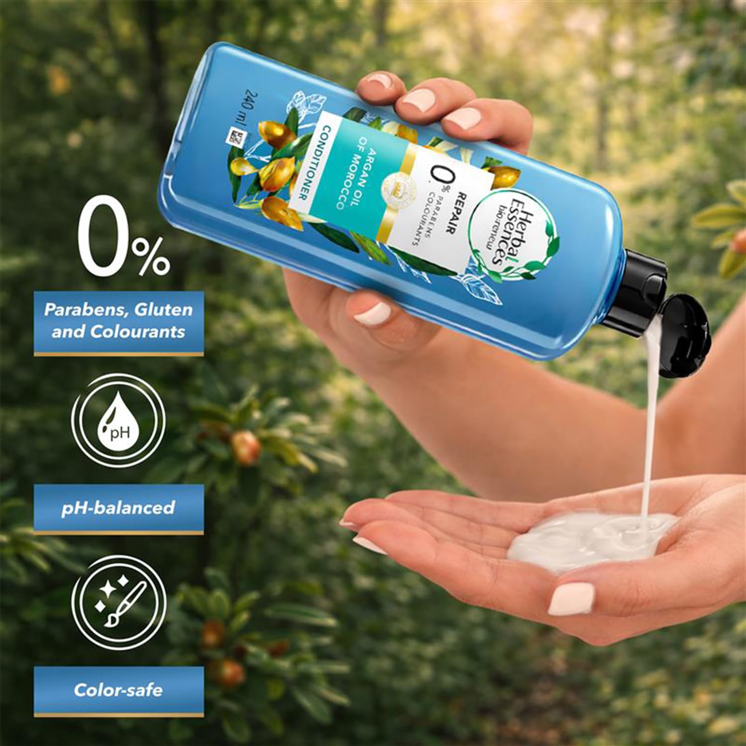 Herbal Essences Argan Oil of Morocco Conditioner, Unisex Adult, Color-Safe, pH-Balanced, Kew-Endorsed Botanicals - packaging