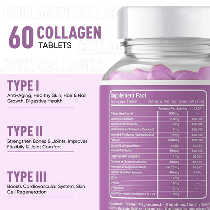 Herbal Max Collagen & L-Glutathione Supplement, 90 Tablets, Unisex Adult Formula - in use