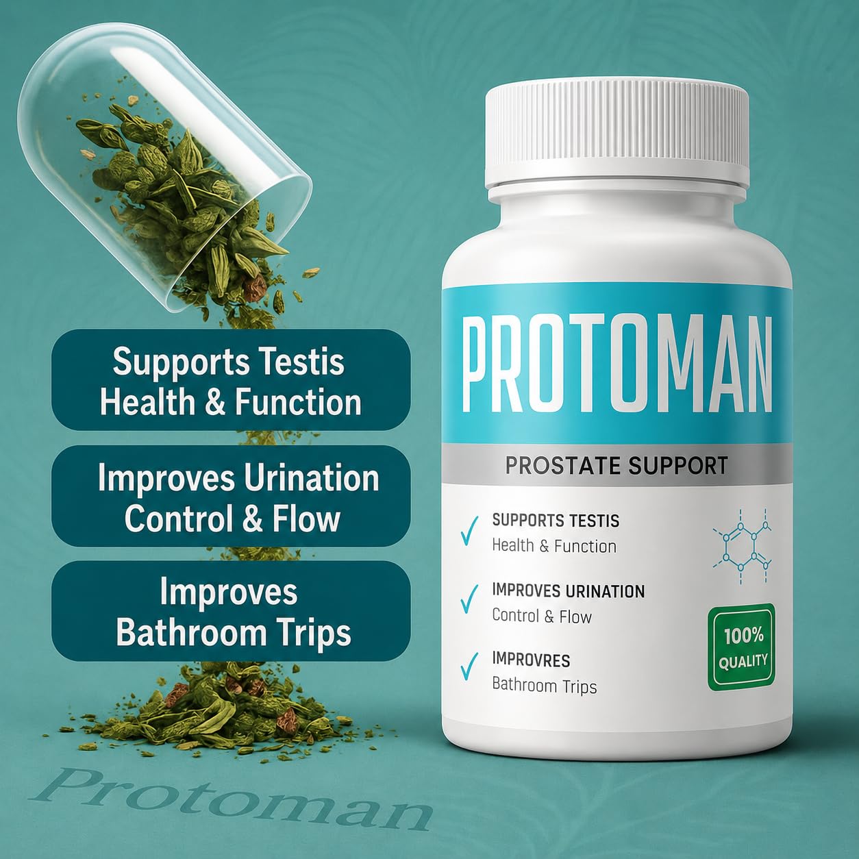 Herbal Veda Protoman Prostate Capsules, 100g, Ayurvedic Herbal Supplement - front view