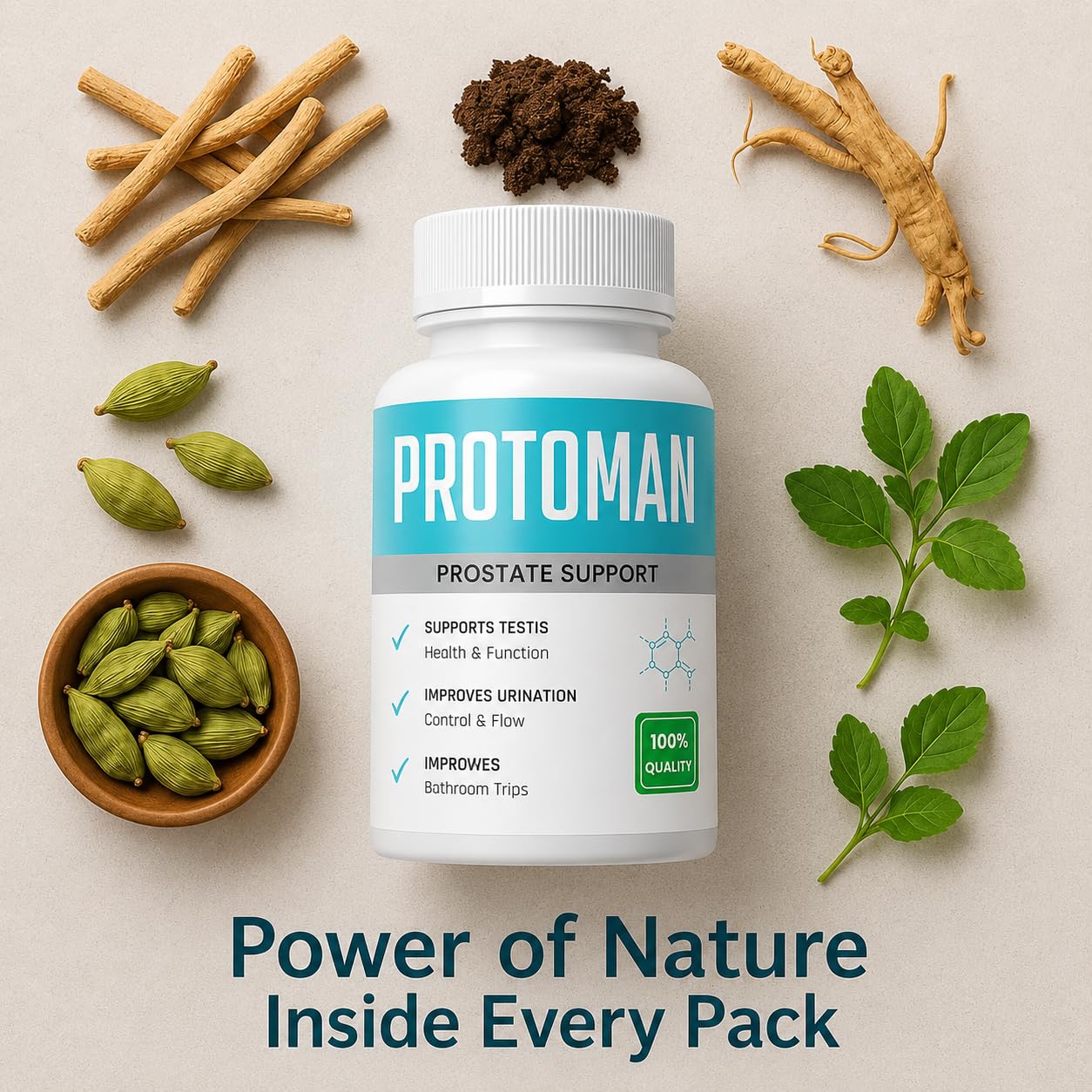 Herbal Veda Protoman Prostate Capsules, 100g, Ayurvedic Herbal Supplement - back view