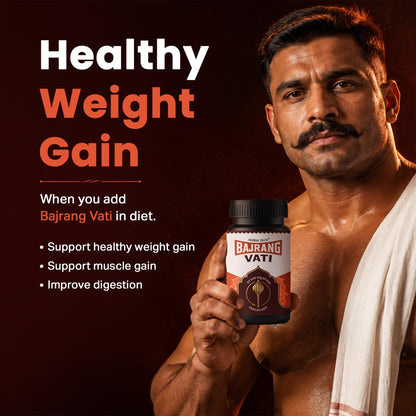 HERBALDECK Bajrang Vati Ayurvedic Weight Gainer Tablets, Herbal Supplement with Safed Musli, Ashwagandha, Shatavari - front v