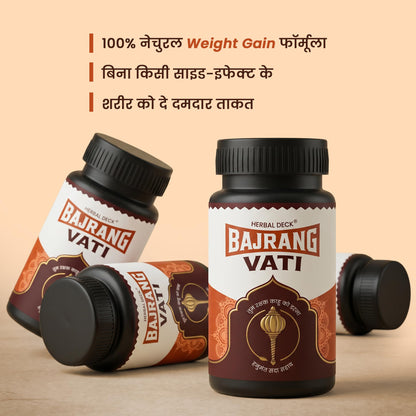 HERBALDECK Bajrang Vati Ayurvedic Weight Gainer Tablets, Herbal Supplement with Safed Musli, Ashwagandha, Shatavari - ingredi
