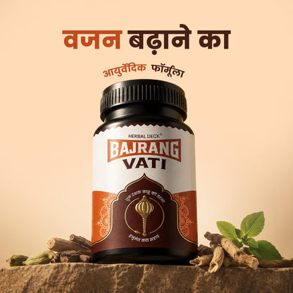 HERBALDECK Bajrang Vati Ayurvedic Weight Gainer Tablets, Herbal Supplement with Safed Musli, Ashwagandha, Shatavari - in use