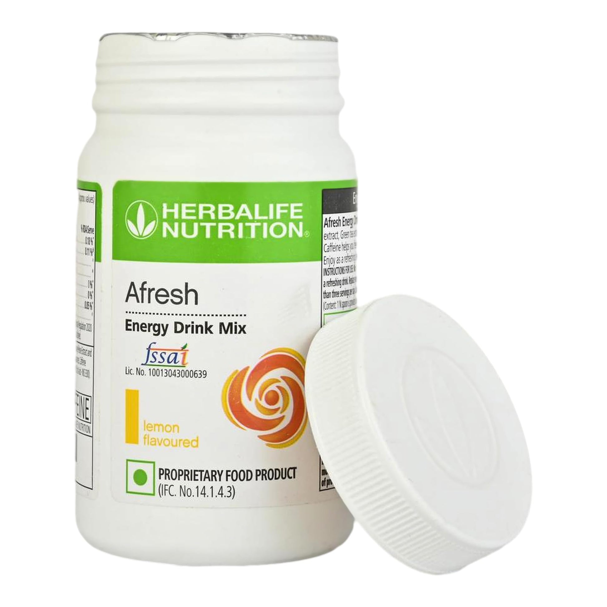 Herbalife Afresh Energy Drink Mix, 50g, Lemon, Sugar-Free Beverage Powder - front view