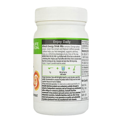 Herbalife Afresh Energy Drink Mix, 50g, Lemon, Sugar-Free Beverage Powder - back view