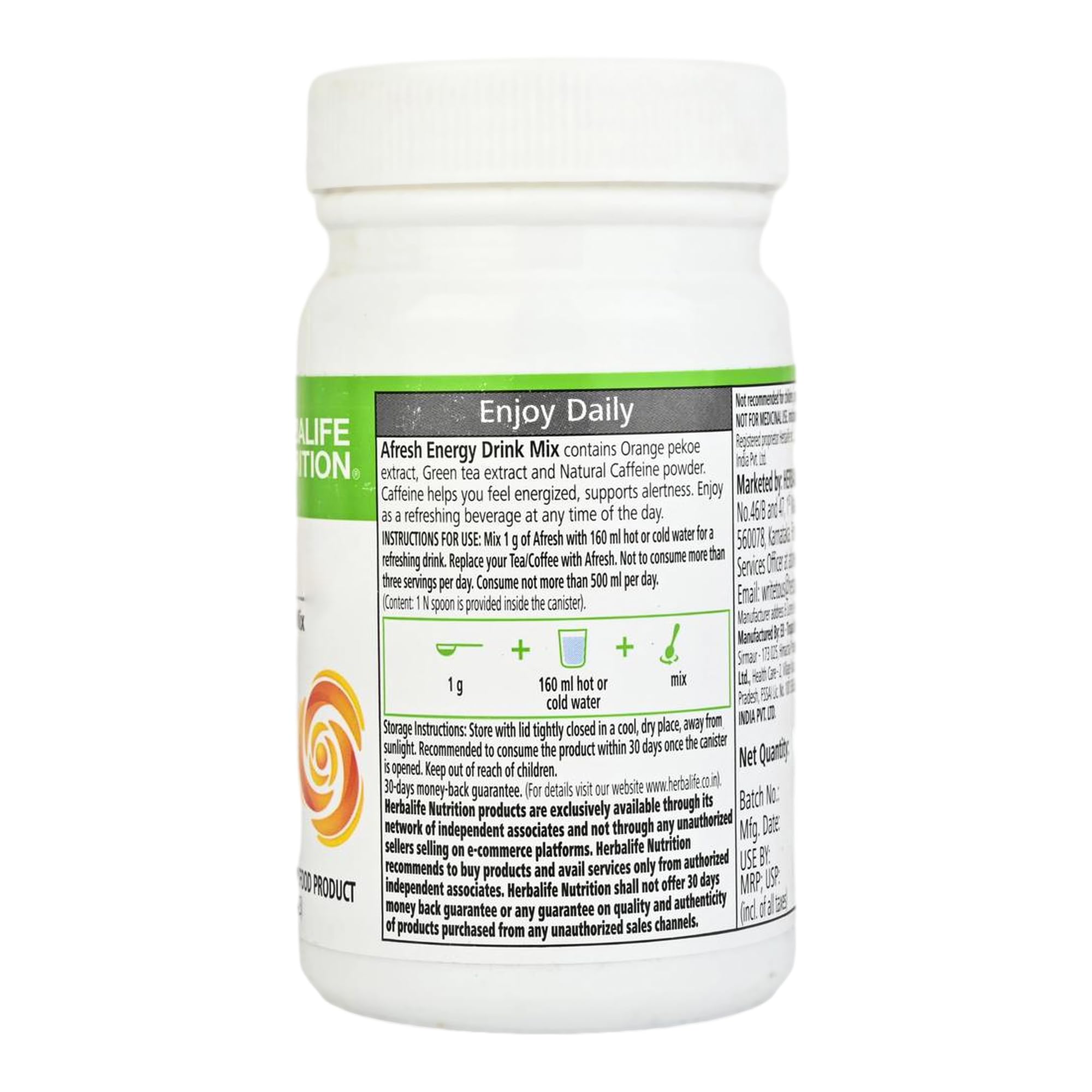 Herbalife Afresh Energy Drink Mix (Cinnamon) - 50g - packaging