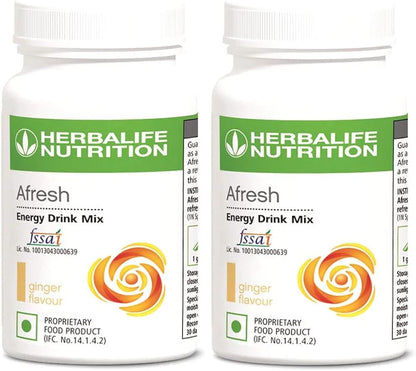 Herbalife Afresh Energy Drink Mix, Ginger Flavor, 50g, Pack of 2, Instant Soft Drink Concentrate