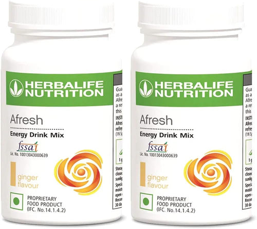 Herbalife Afresh Energy Drink Mix, Ginger Flavor, 50g, Pack of 2, Instant Soft Drink Concentrate