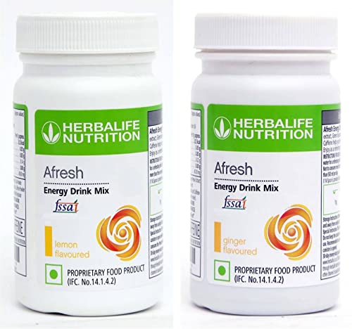 Herbalife Afresh Energy Drink Mix, Lemon & Ginger, Pack of 2, 130g, Powdered Concentrate