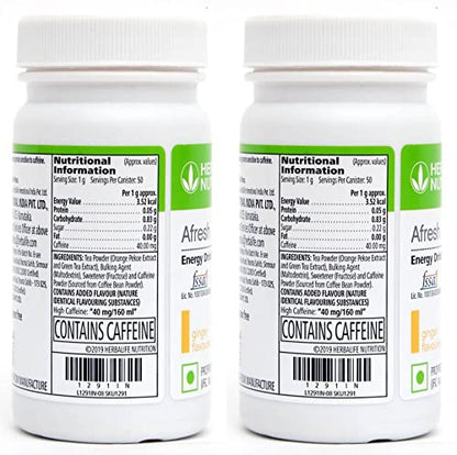 Herbalife Afresh Energy Drink Mix, Lemon & Ginger, Pack of 2, 130g, Powdered Concentrate - front view