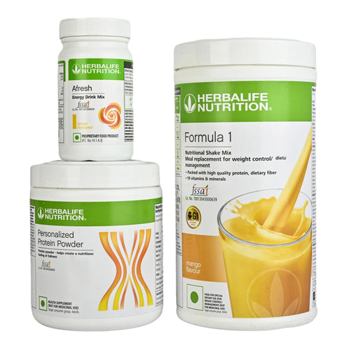 Herbalife Formula 1 Mango Meal Replacement Beverage 500g with Personalized Protein Powder 200g and Afresh Lemon 50g Pack of 3