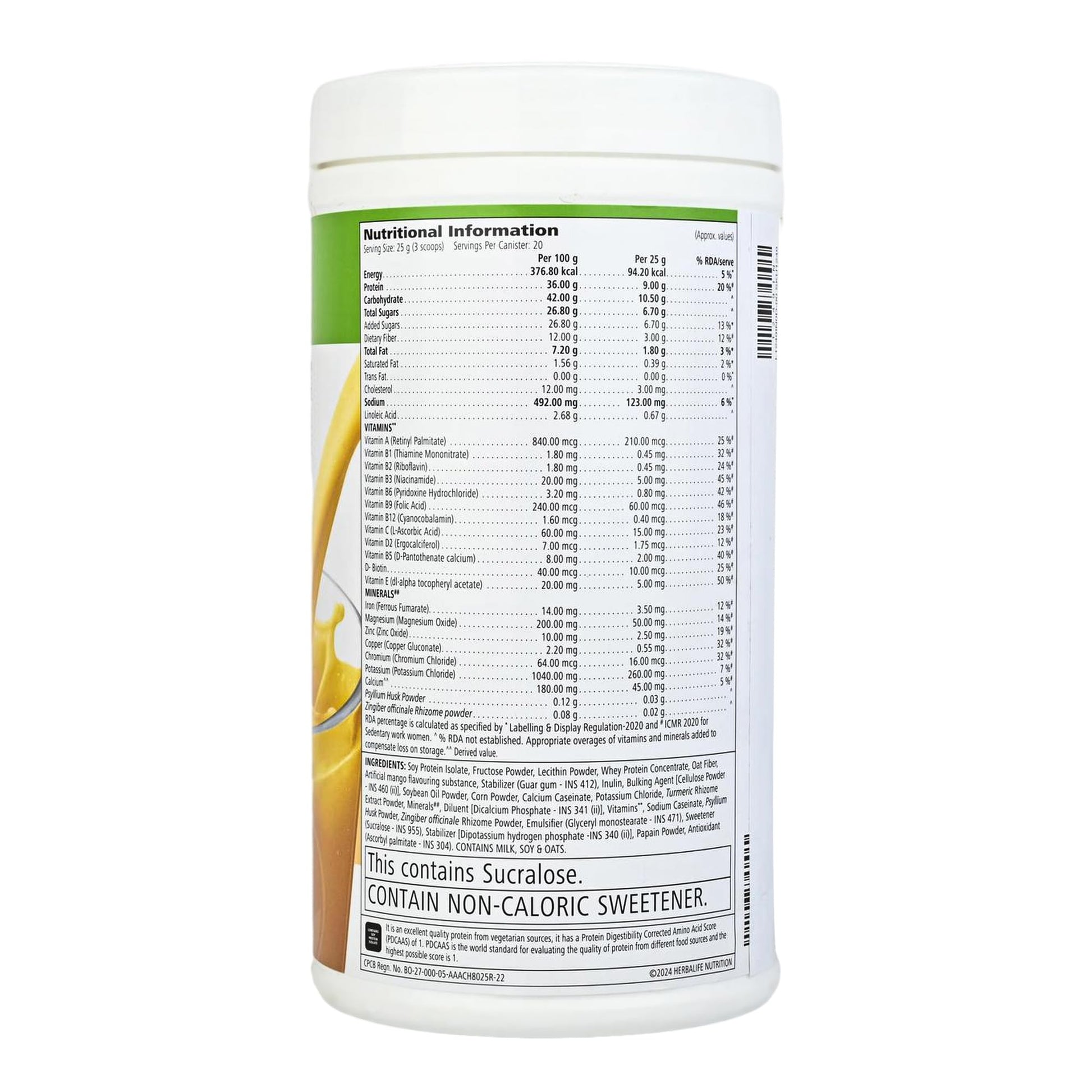 Herbalife Formula 1 Mango Meal Replacement Beverage 500g with Personalized Protein Powder 200g and Afresh Lemon 50g Pack of 3