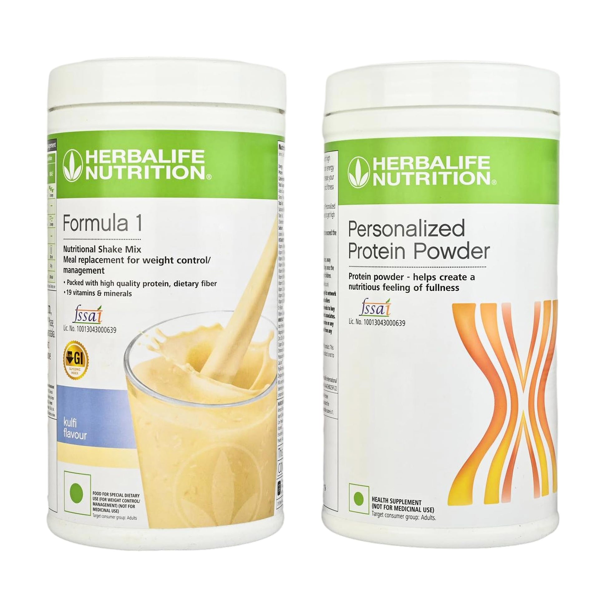 Herbalife Formula 1 Nutritional Shake Mix Kulfi 500g + Plant-Based Protein Powder 400g, Meal Replacement Beverage, 2-Pack (90