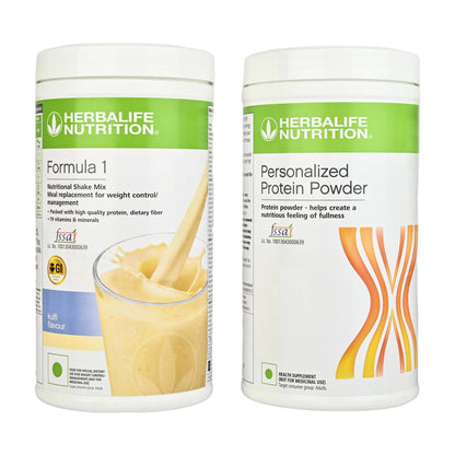 Herbalife Formula 1 Nutritional Shake Mix Kulfi 500g + Plant-Based Protein Powder 400g, Meal Replacement Beverage, 2-Pack (90