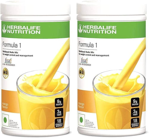 Herbalife Formula 1 Nutritional Shake Mix, Mango Flavour, 500g Each, Pack of 2, Meal Replacement Beverage
