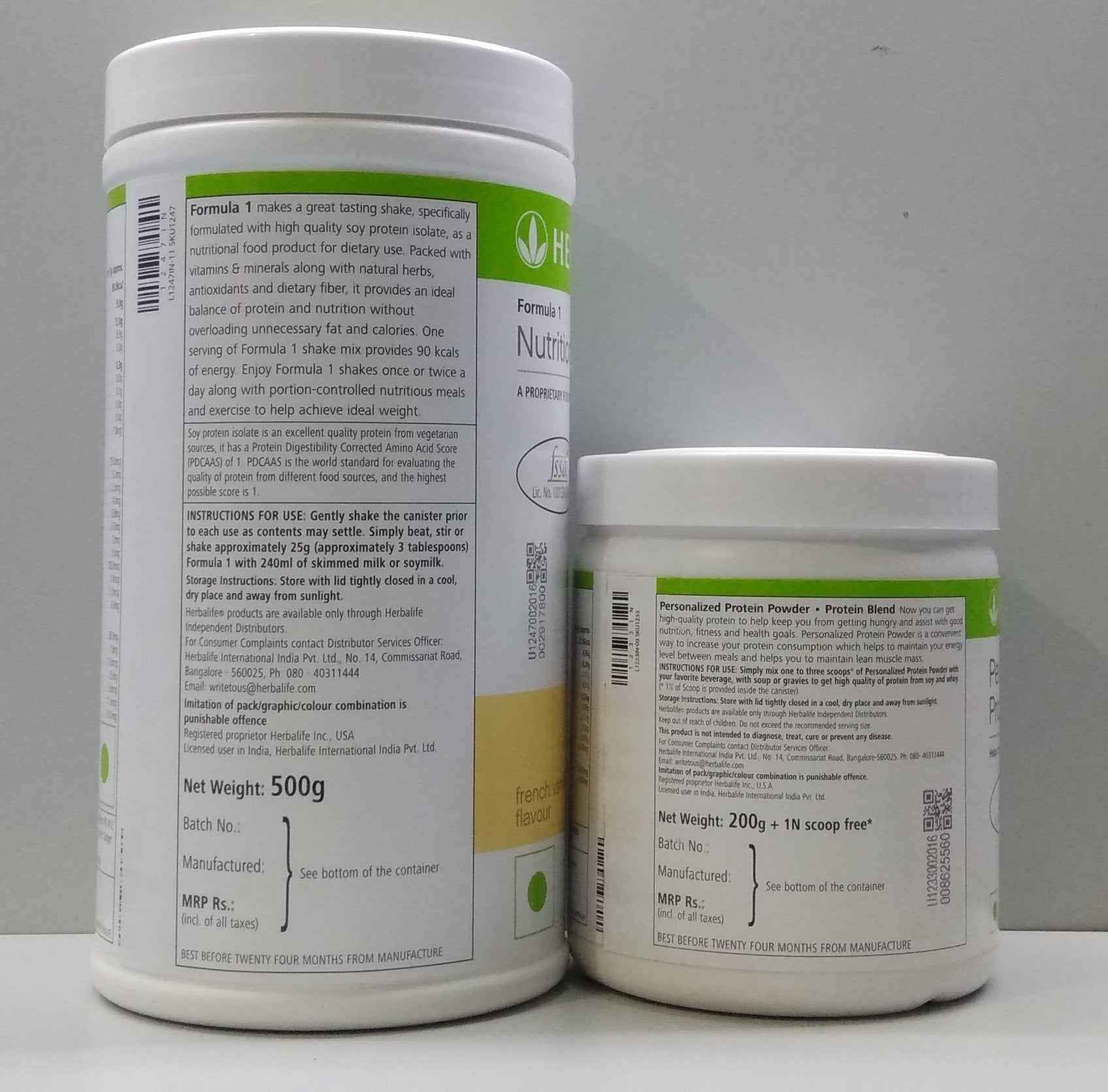 Herbalife Formula 1 Vanilla Shake 3 Protein Powder, 500g, Meal Replacement Shake - back view
