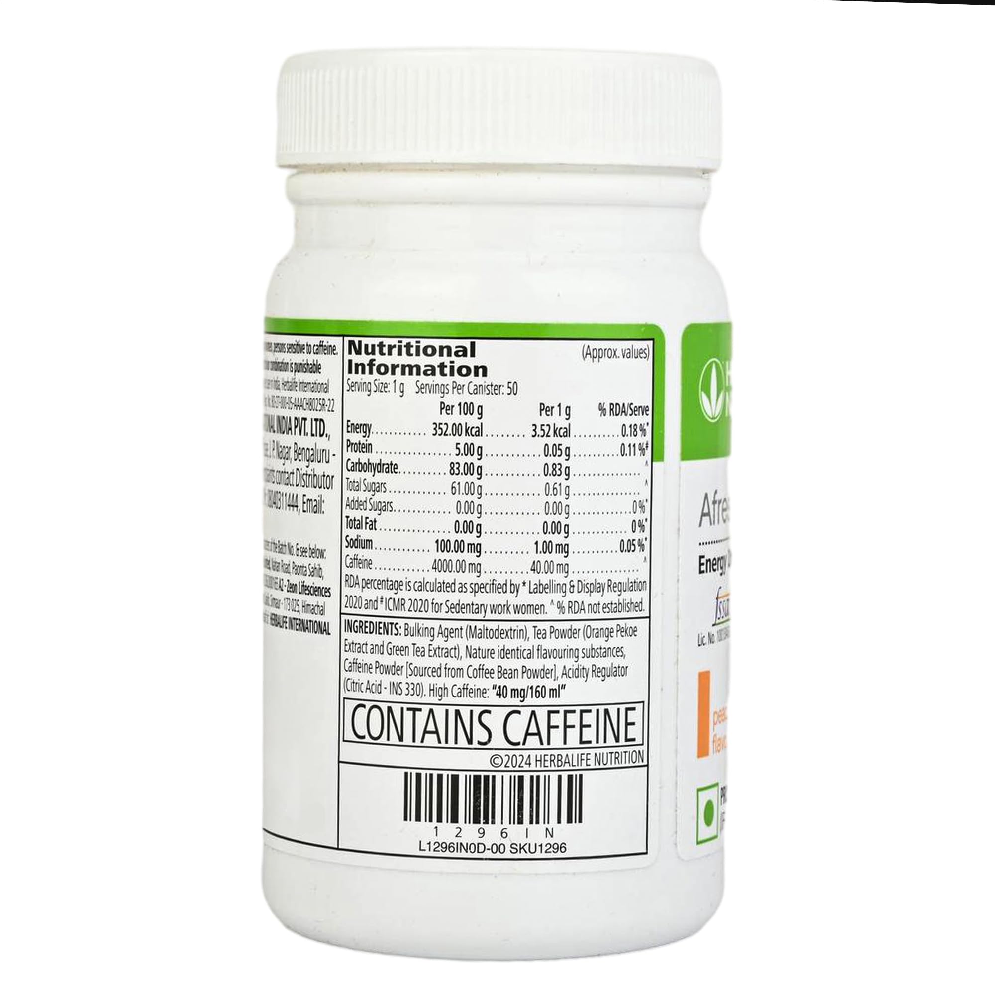 Herbalife HN Afresh Energy Drink Peach Flavor (50 gm) - packaging