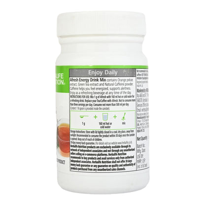 Herbalife Natural Tulsi Afresh Energy Drink Mix, 50 grams - back view