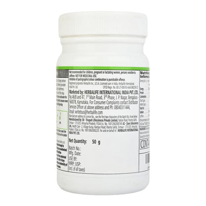 Herbalife Natural Tulsi Afresh Energy Drink Mix, 50 grams - label detail