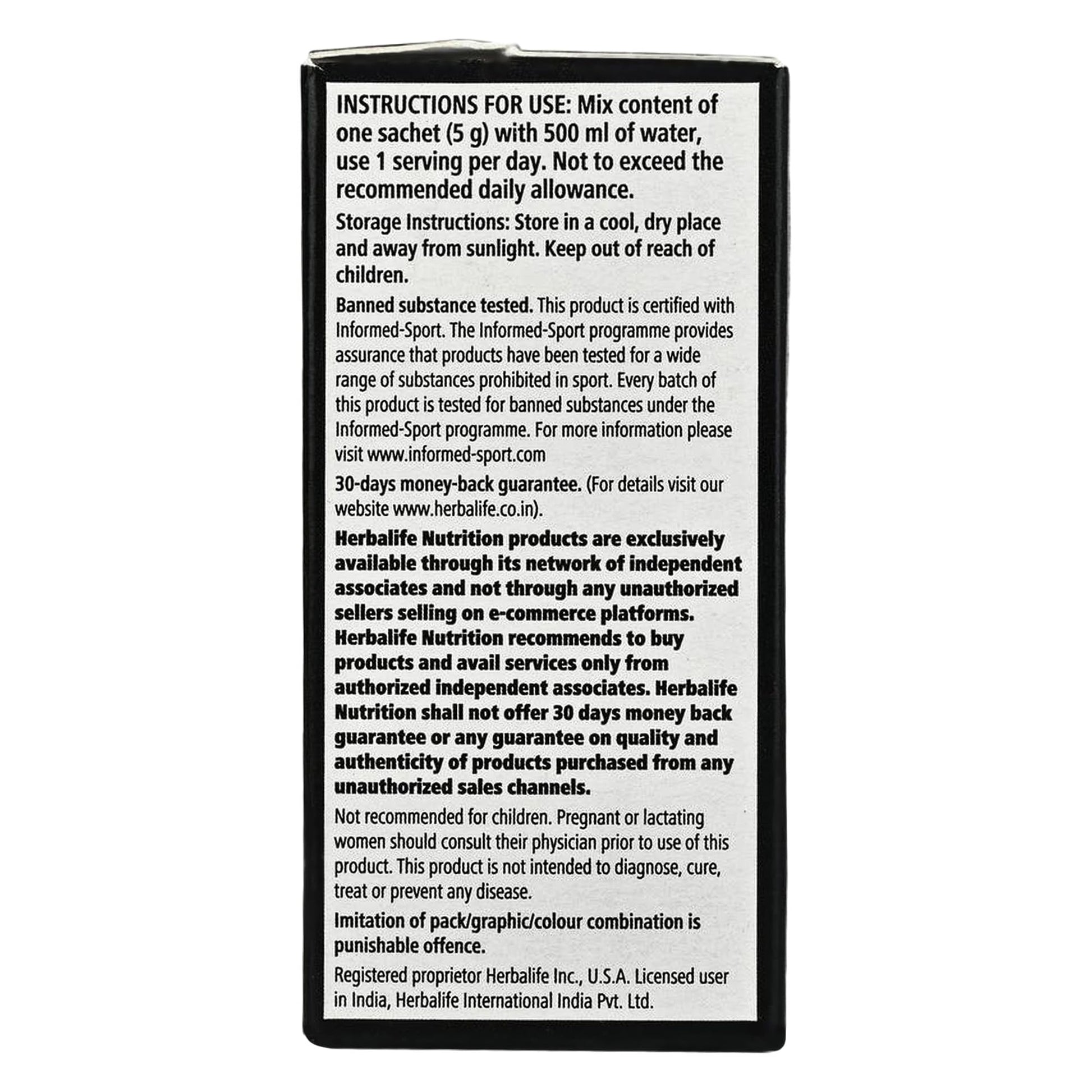 Herbalife Nutrition 24 Hydrate Meal Replacement Beverage, 20 Sachets, 130g - back view