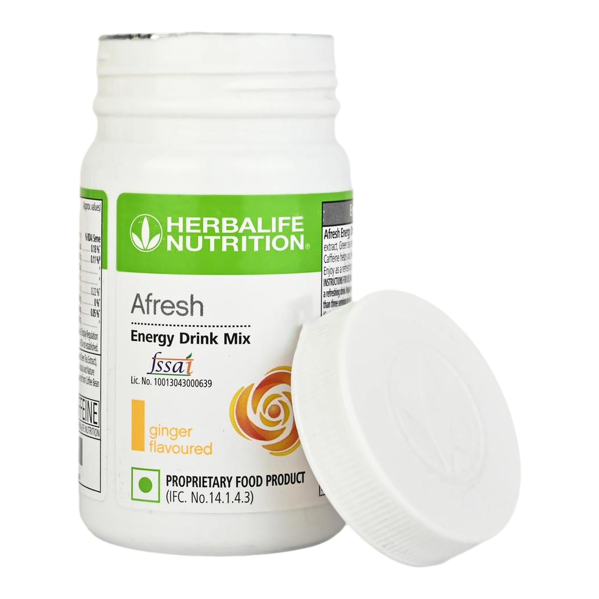 Herbalife Nutrition Afresh Energy Drink Mix, Ginger, 50g Powder - front view