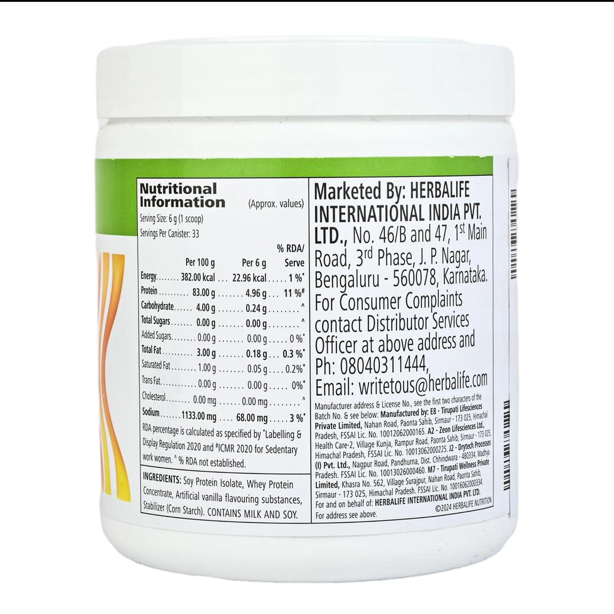 Herbalife Personalized Protein Powder, Soy and Whey Protein Blend, Adult Dietary Supplement - back view (12)
