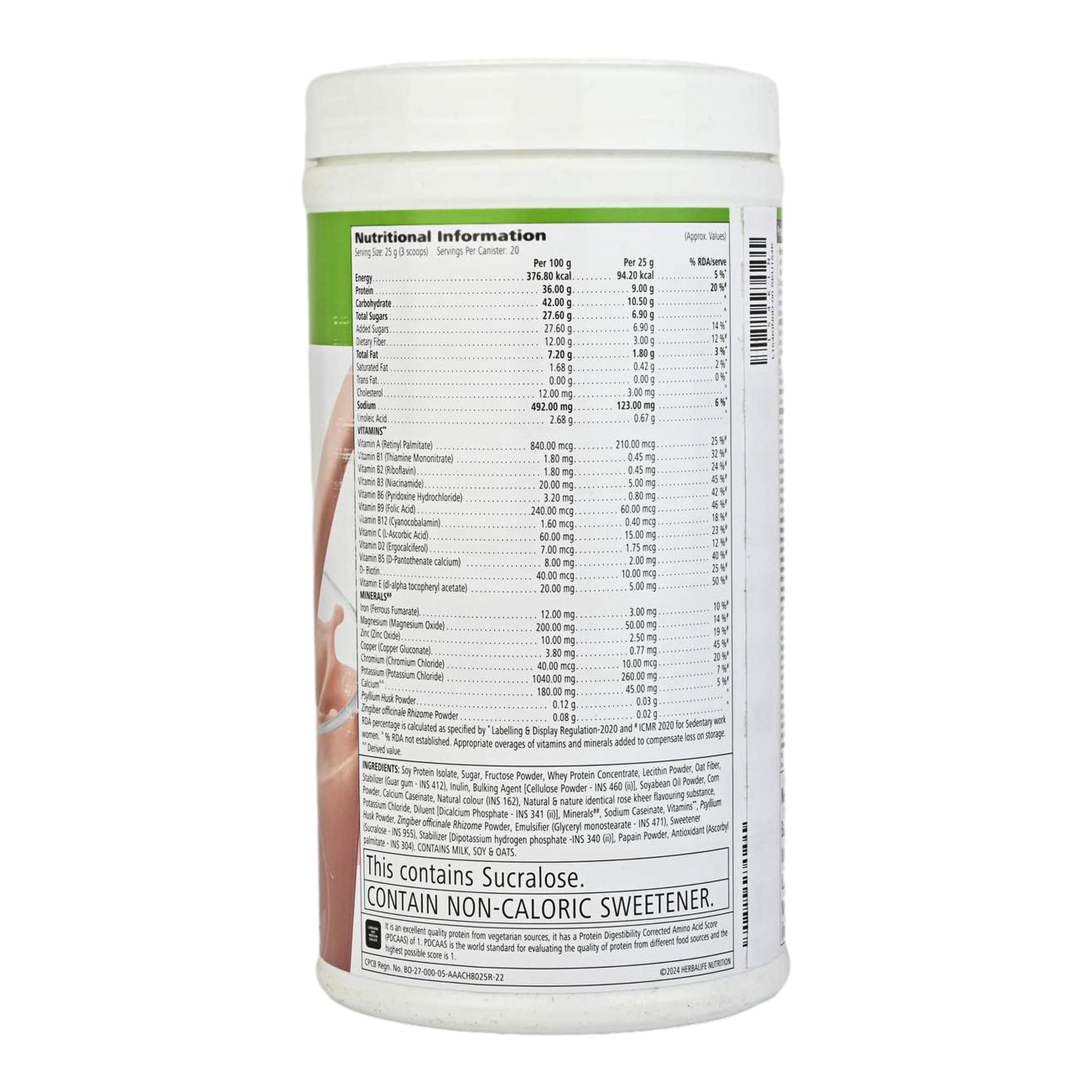 Herbalife Rose Kheer Meal Replacement Shake, 500g Powdered Mix - back view