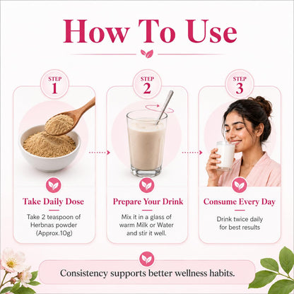 Herbnas Maxx for Women Powder, 300g, Ayurvedic Herbal Blend with Ashwagandha & Shatavari - label detail