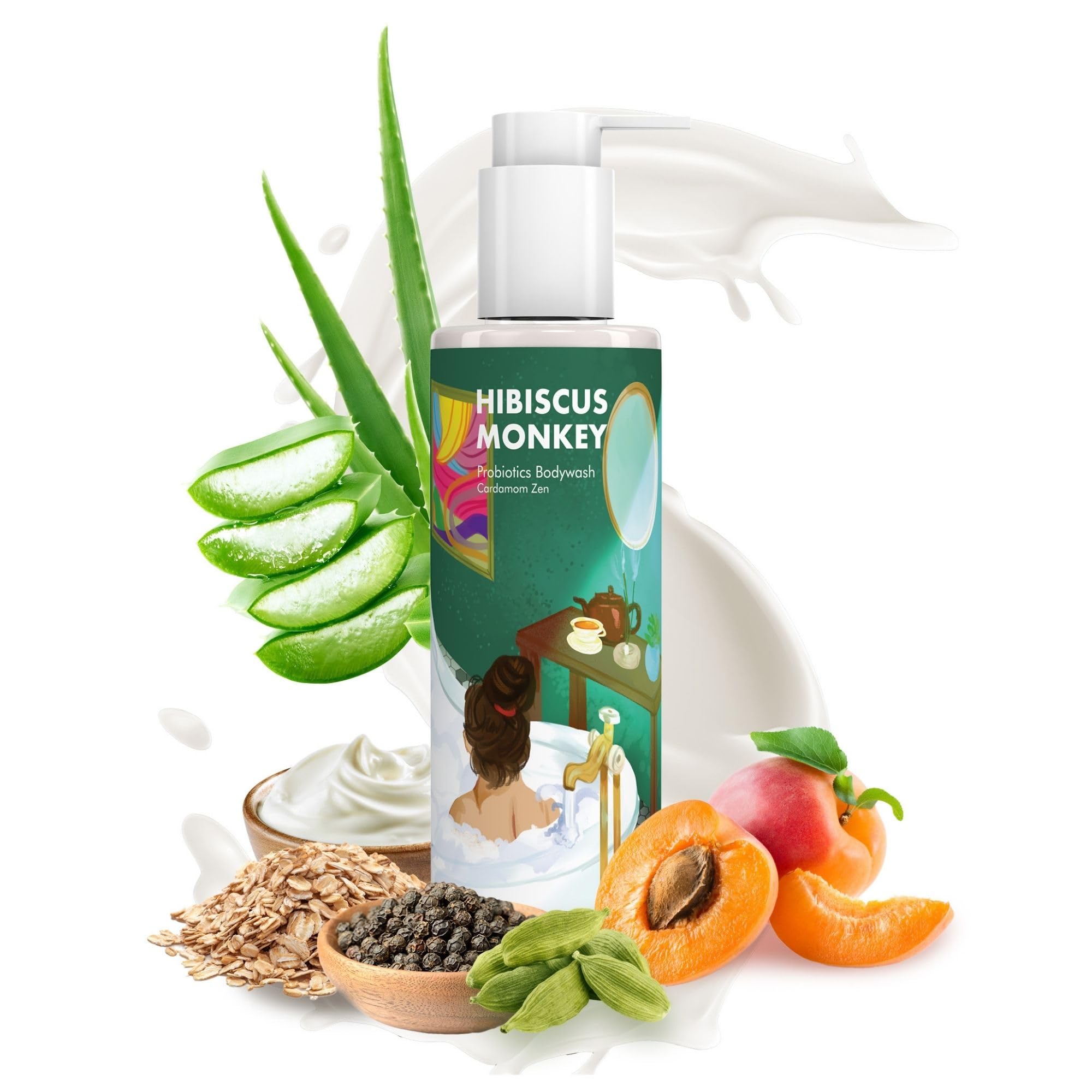 HIBISCUS MONKEY Probiotics Body Wash, 200ml, Plant-Derived, Dermatologist Tested, Unisex
